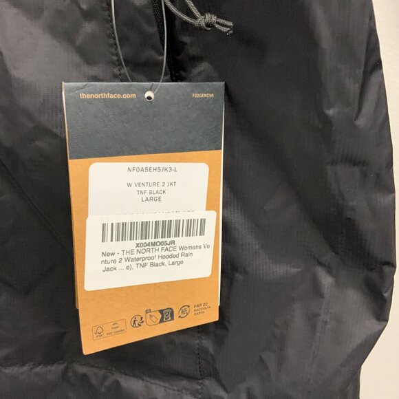 The North Face Women's Venture Rain Jacket Black Large NEW - Picture 2 of 4